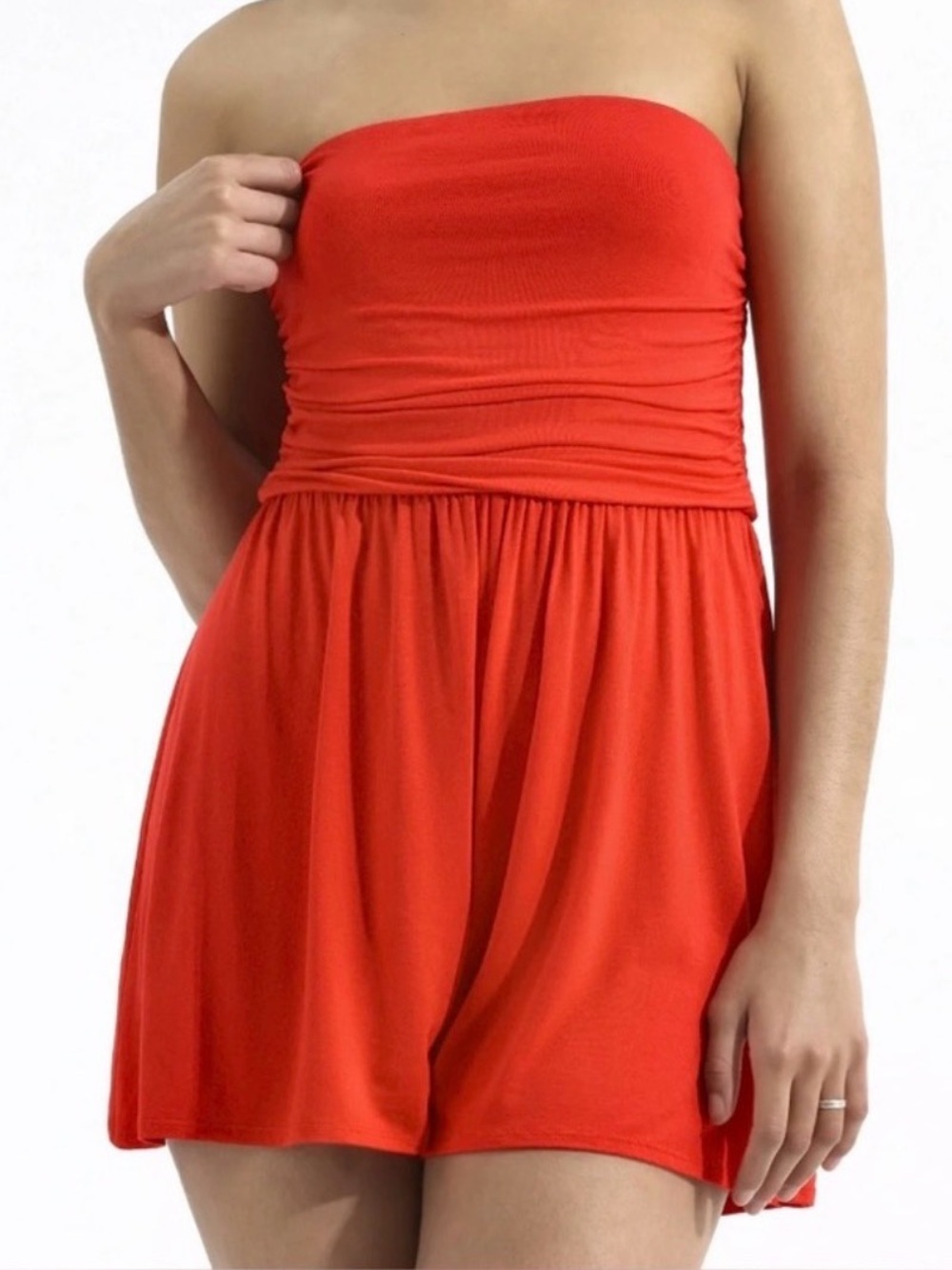 No Boundaries Red Strapless Romper